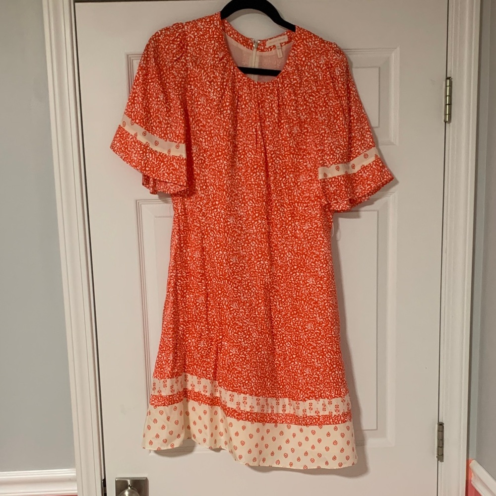 Rebecca Taylor Silk Women's Dress in Orange and Cream